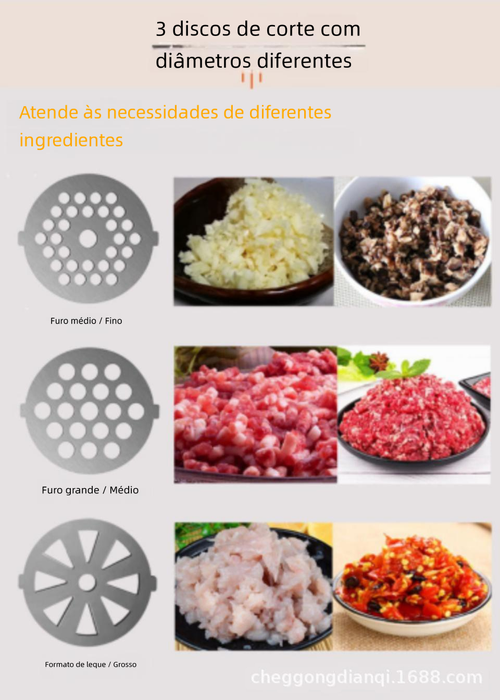 Moedor de carne elétrico multifuncional