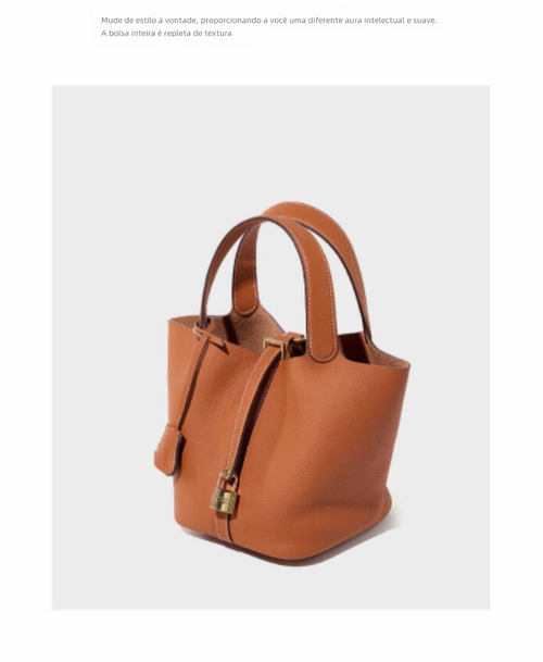 Bolsa balde de couro genuíno