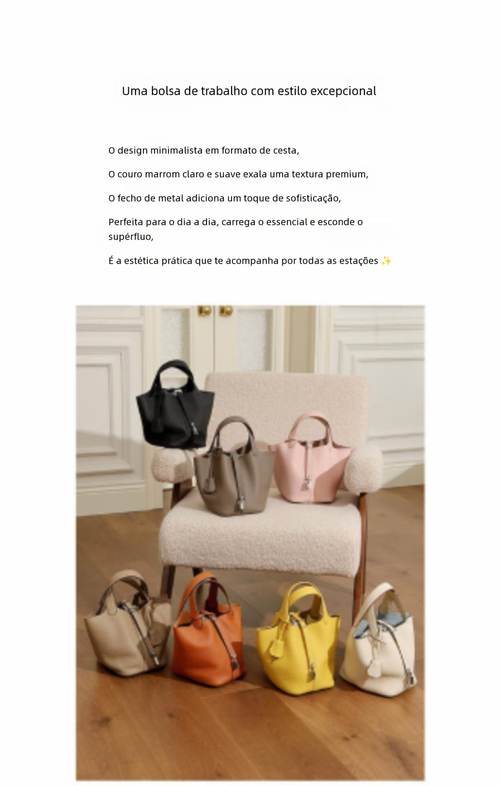 Bolsa balde de couro genuíno