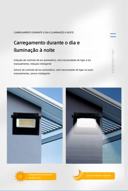 Projetor LED Solar Dobrável | IP65 Impermeável | Sensor de Movimento | Regulável + Controle Remoto | Ra 90 | Para Jardim e Parede Externa