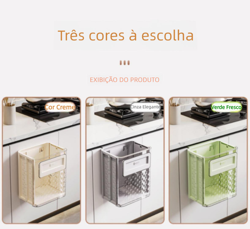 Lixeira de Parede para Cozinha, Dobrável, Recipiente para Resíduos Orgânicos, Armazenamento em Espaço Estreito, Fixação Adesiva sem Marcas, Ideal para Armários e Banheiros