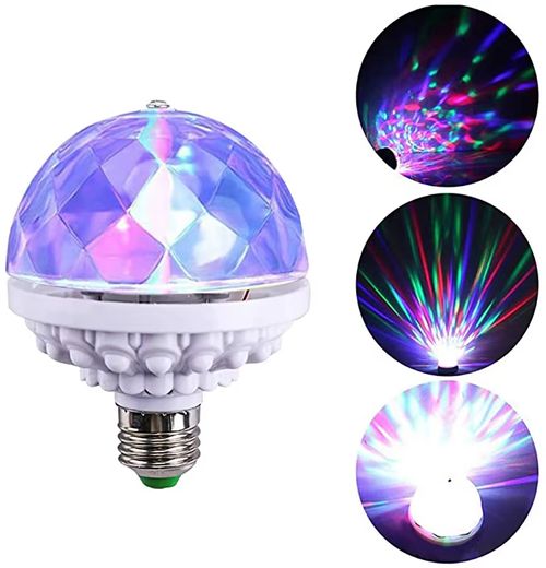 Lâmpada Bola Mágica LED Colorida E27, Luz Rotativa para Palco, KTV e Bar, Efeito Laser e Piscante, Cor Dourada