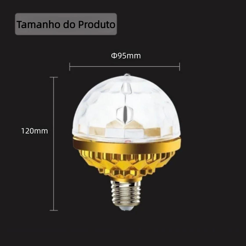 Lâmpada Bola Mágica LED Colorida E27, Luz Rotativa para Palco, KTV e Bar, Efeito Laser e Piscante, Cor Dourada