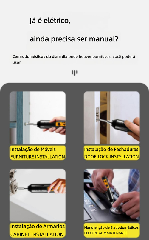 Chave de Fenda Elétrica Sem Fio Mini 3,6V, Bateria 2000mAh, Furadeira Multifuncional Doméstica com Brocas