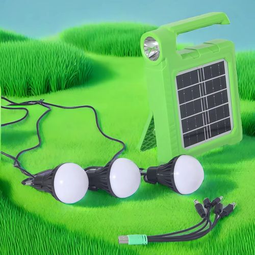 Carregador Portátil Solar, 2400mAh, Bateria Recarregável 18650, Lanterna de Liga de Alumínio, com 2 Lâmpadas LED Brinde
