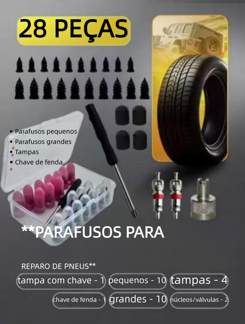 Espigões adesivos tipo cogumelo para reparo rápido de pneus de carro, moto e veículo elétrico, kit conserto de pneus sem câmara