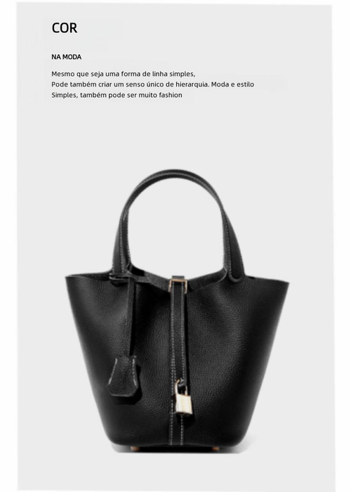 Bolsa balde de couro genuíno