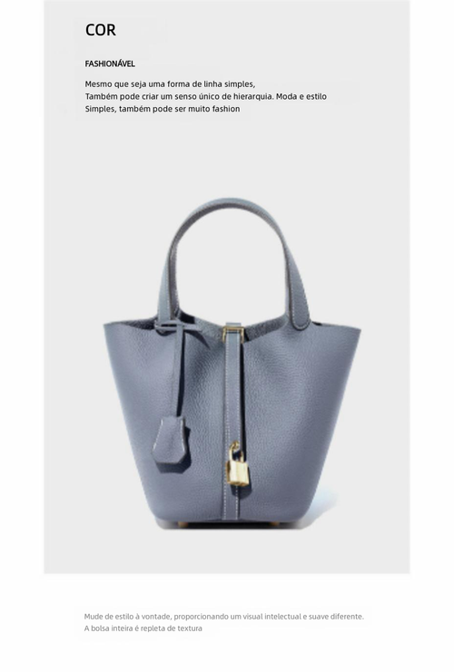 Bolsa balde de couro genuíno