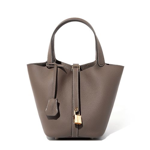 Bolsa balde de couro genuíno
