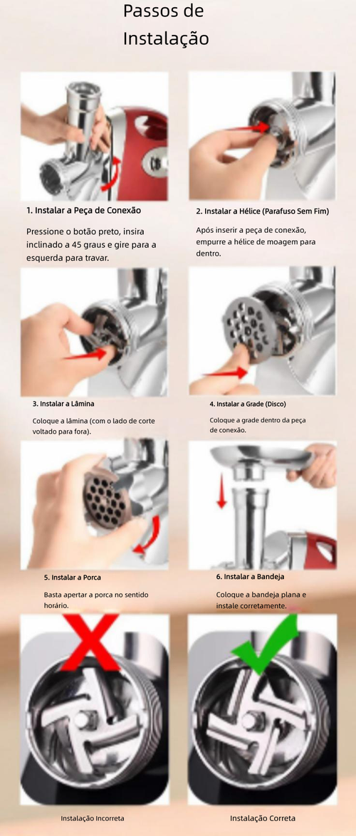 Moedor de carne elétrico multifuncional