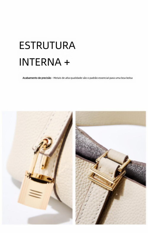 Bolsa balde de couro genuíno