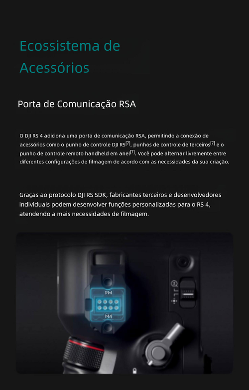 Estabilizador de câmera portátil DJI RS 4 Ronin, gimbal de três eixos com anti-vibração para gravação de imagens