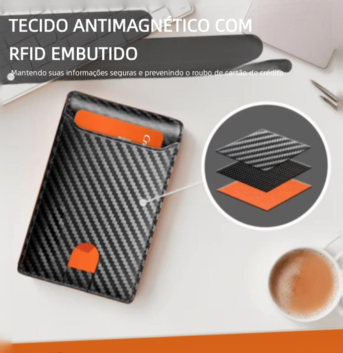 Carteira masculina em couro de fibra
