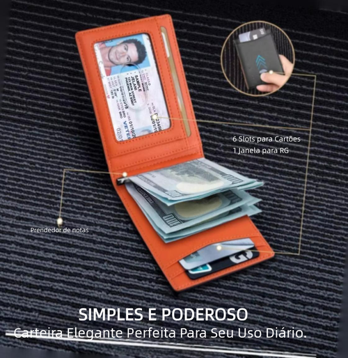 Carteira masculina em couro de fibra