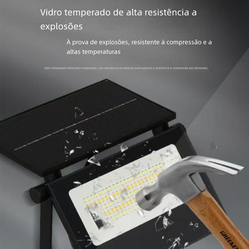Projetor LED Solar Dobrável | IP65 Impermeável | Sensor de Movimento | Regulável + Controle Remoto | Ra 90 | Para Jardim e Parede Externa