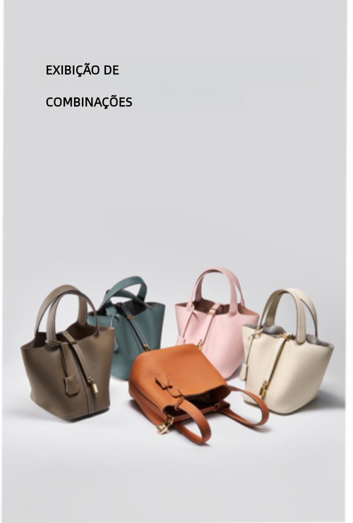 Bolsa balde de couro genuíno