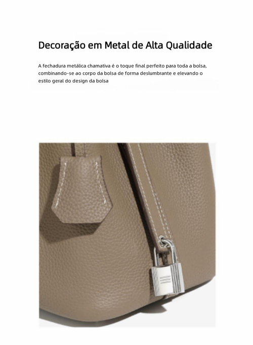 Bolsa balde de couro genuíno