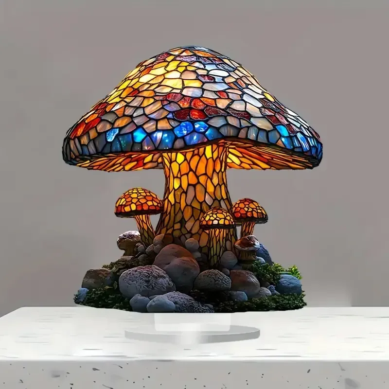 46 Lampe de table champignon colorée