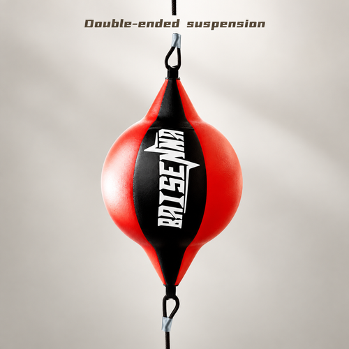 BAISENNA Double-End Boxing Speed Ball with Elastic Suspension Cords - Red and Black