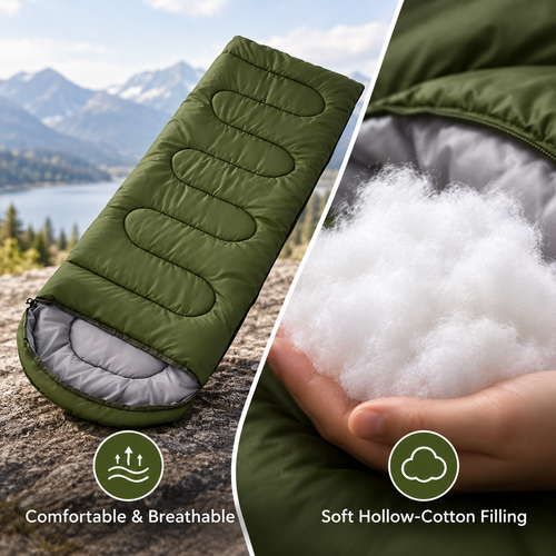 Army Green Lightweight Cotton Sleeping Bag with Storage Sack