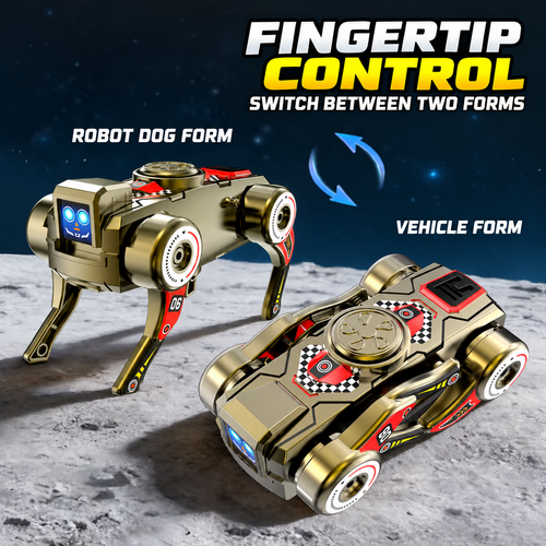 Silver Fingertip Transforming Robot Dog Toy