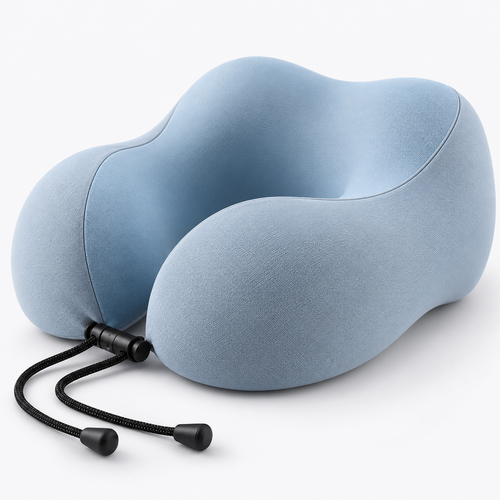 Blue-Grey Contoured U-Shaped Travel Neck Pillow