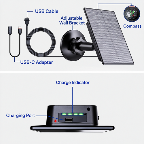 Adjustable Solar Charging Panel for Outdoor Cameras