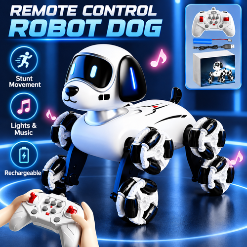 Remote Control Robotic Dog Toy with Lights and Music