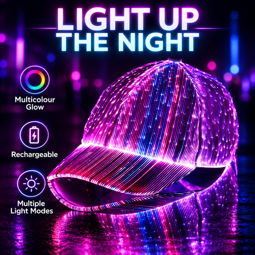 Rechargeable LED Fibre Optic Baseball Cap