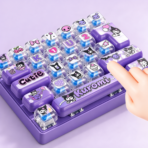 Purple 26-Key Keyboard Fidget Keychain