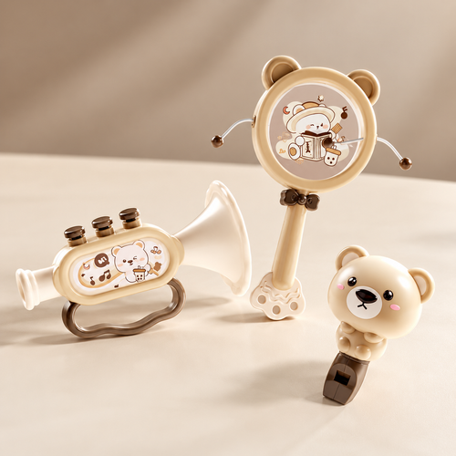 Bear-Themed Music Rattle Toy Set (18m+)