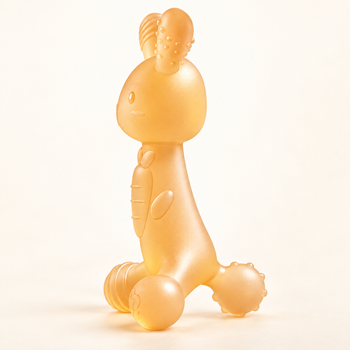 Orange Bunny Silicone Baby Teether with Storage Case