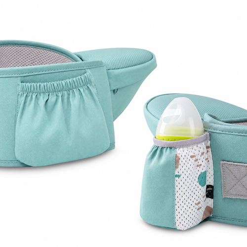 Mint Green Baby Carrier with Padded Straps and Side Pouch