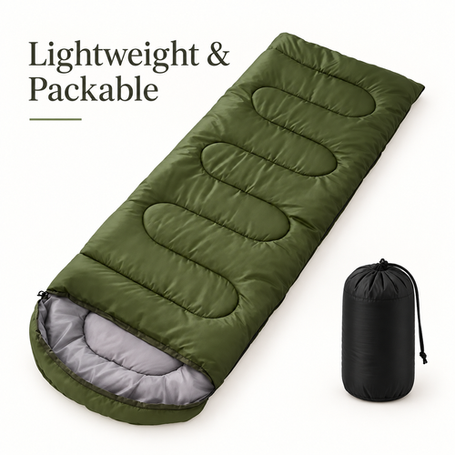 Army Green Lightweight Cotton Sleeping Bag with Storage Sack