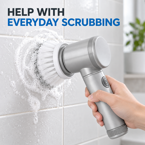 Grey Rechargeable Handheld Electric Cleaning Scrubber