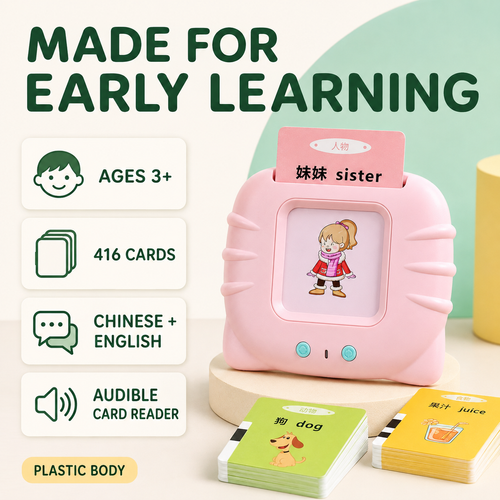 416-Card Chinese-English Talking Flash Card Reader for Kids Ages 3+