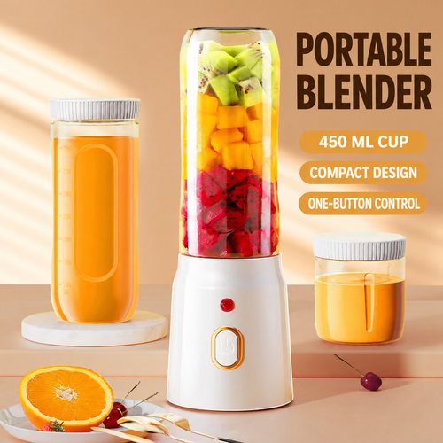 Portable 450 ml Blender with Type-C Charging – White