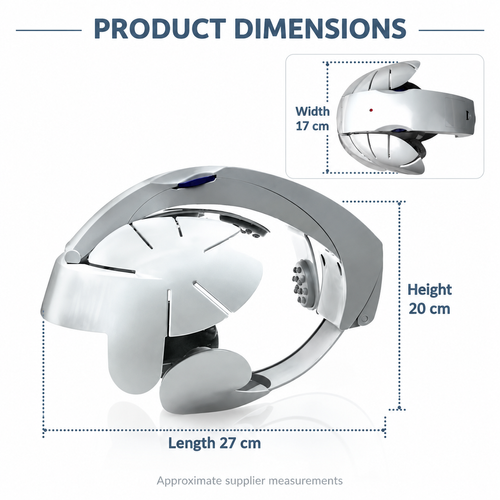 Helmet-Style Head Massager with Multi-Point Contact Pads – Grey