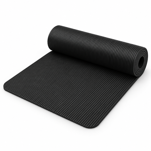 Black 185 × 61 cm Exercise Mat 3-Piece Set