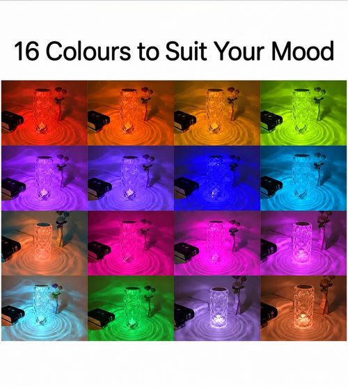 Rechargeable LED Crystal-Style Table Lamp with Remote Control