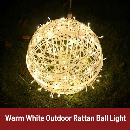 Warm White LED Rattan Ball Light for Outdoor Decoration