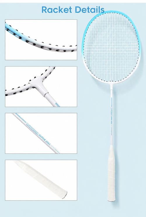 Blue Badminton Set with 2 Rackets, 3 Shuttlecocks and Bag