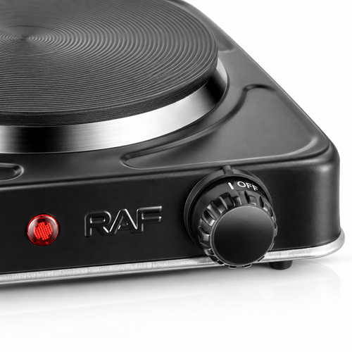 Black Single-Burner Electric Hot Plate with Dial Control