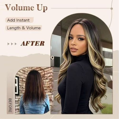Long Wavy Gradient Wig with Dark Roots and Blonde Ends