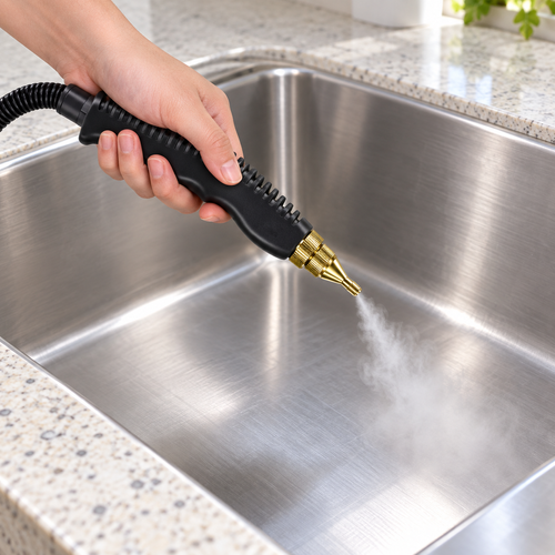 Compact Steam Cleaner with Handheld Nozzle and Cleaning Attachments