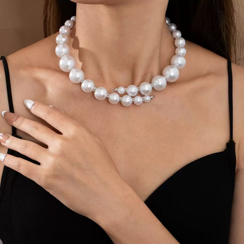 White Pearl-Style Necklace for Women