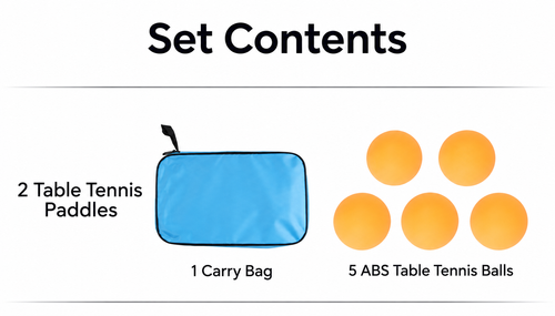 Short-Handle Table Tennis Set with 2 Paddles, 5 Balls and Bag