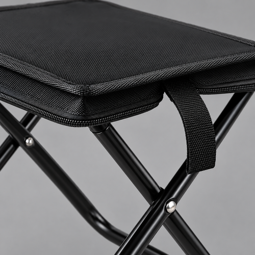 Black Compact Folding Camping Stool