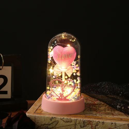 Light-Up Heart Dome Gift Ornament - Red or Pink