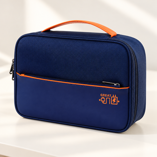Navy Blue Electronics Organizer Bag | 28 × 21 × 9 cm